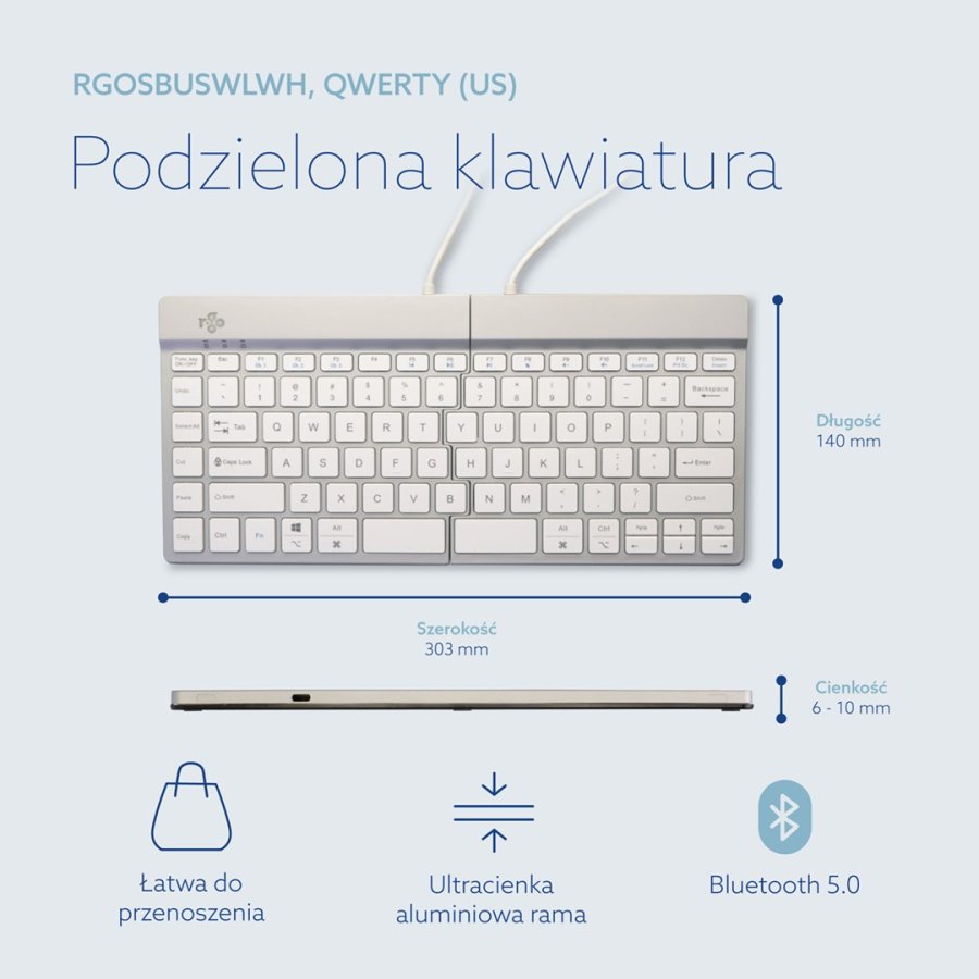 R-Go Tools Ergonomisch toetsenbord R-Go Split Break met pauzesoftware, gesplitst toetsenbord, QWERTY (US), Bluetooth, wit #14