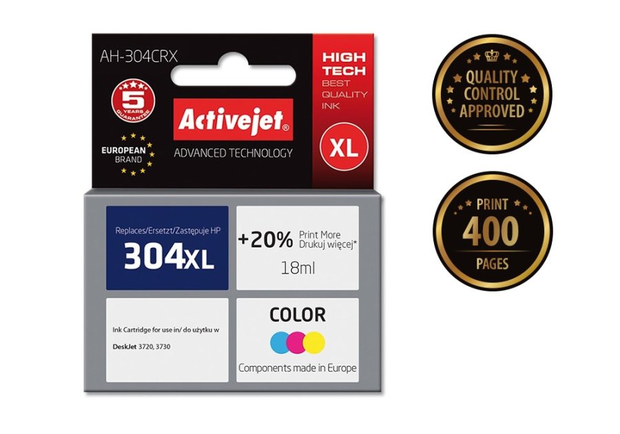 Activejet AH-304CRX Blk (erstatning HP 304XL N9K07AE; Premium; 18 ml; farve) #2