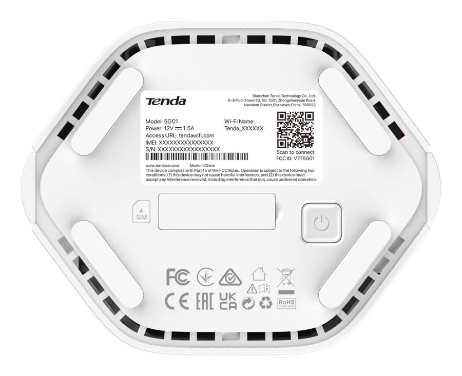 Tenda 5G01 trdls router Gigabit Ethernet Dual-band (2,4 GHz / 5 GHz) 5G Hvid #3