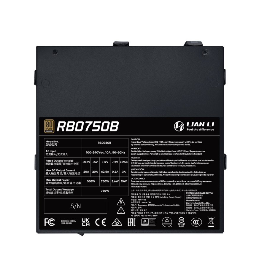 Lian Li RB0750B.B enhed til str�mforsyning 750 W 24-pin ATX ATX Sort #3