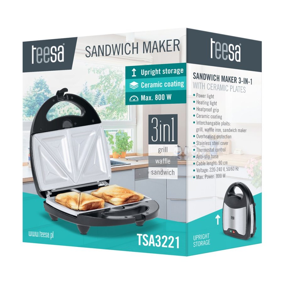 Teesa TSA3221 sandwichtoaster 800 W Sort, Rustfrit stl #15