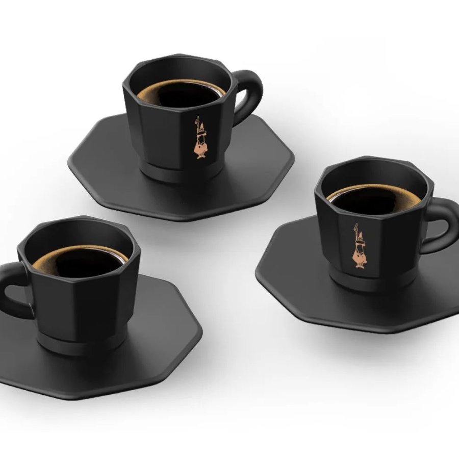 St med 4 kopper BIALETTI PERFETTO MOKA Porceln 4x 75 ml Sort #3