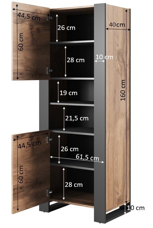 WOOD bogreol 65x40x170,5 egetr wotan + antracit #10