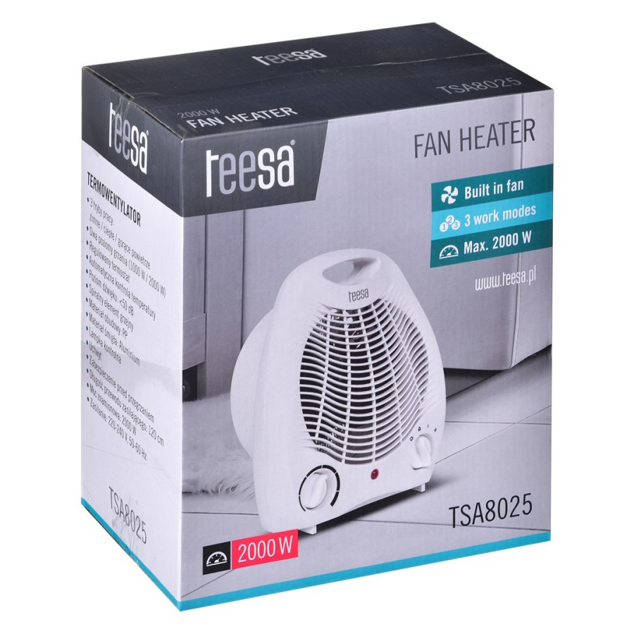 Teesa TSA8025 varmeapparat Indendrs Hvid 2000 W #5