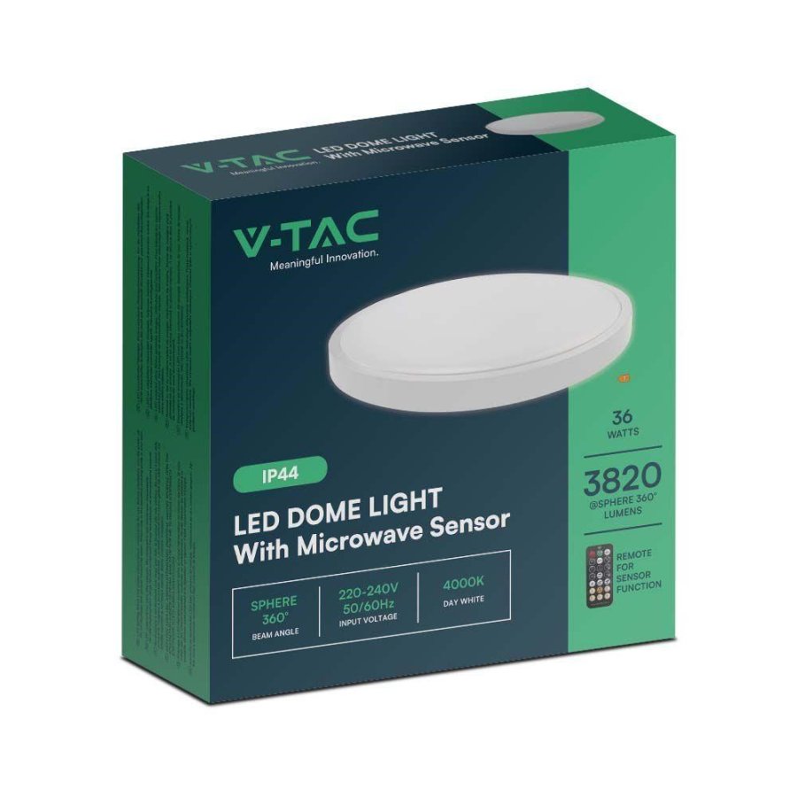 Plafond V-TAC VT-8630S overflademonteret 36W LED IP44 42cm 4000K 3820lm (SKU 76651) Hvid #9