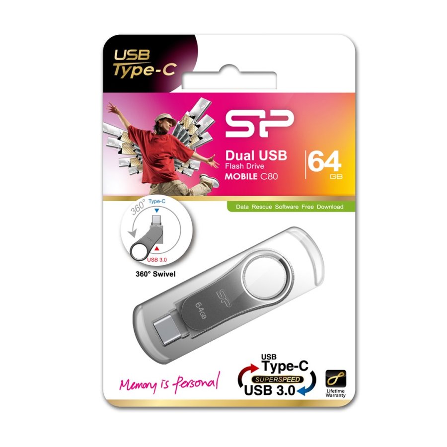 Silicon Power Mobile C80 USB 64 GB USB Type-A / USB Type-C 3.0 (3.1 Gen 1) Titanium #4