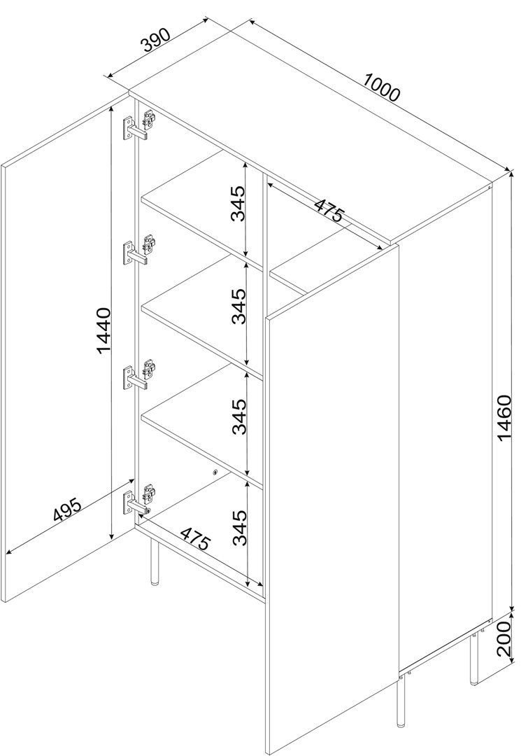 PALAZZO BIS vitrineskab 100x39x166 hvid mat #10