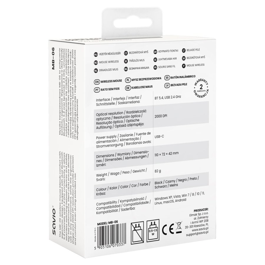Savio MB-06 mus Universel Ambidextrous Bluetooth 2000 dpi #7