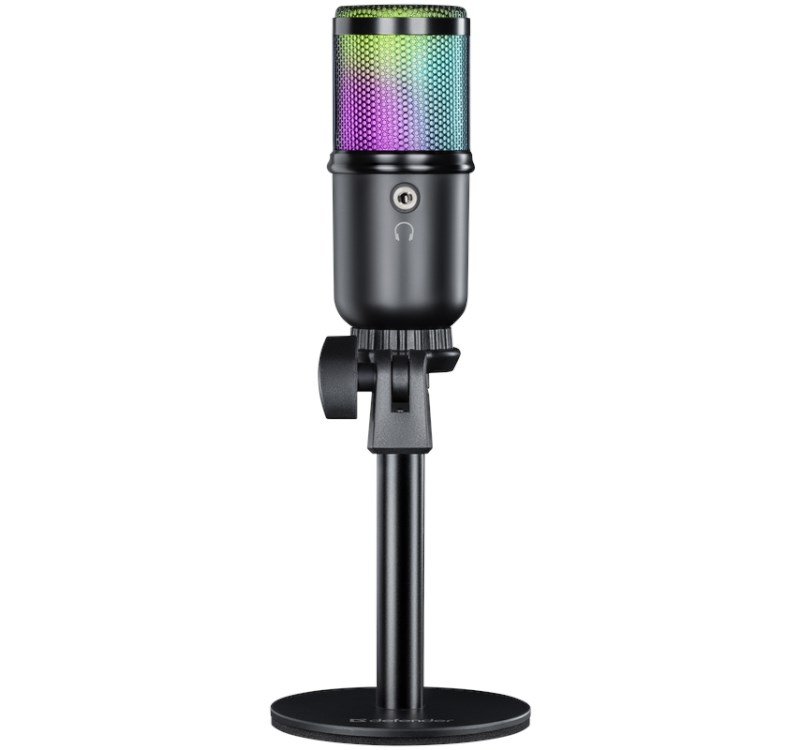 Mikrofon przewodowy Defender GLOW GMC 400 ze statywem STREAM strumieniowy RGB USB #6