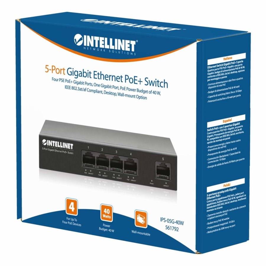 Intellinet 561792 netv�rksswitch Gigabit Ethernet (10/100/1000) Str�m over Ethernet (PoE) Sort #9