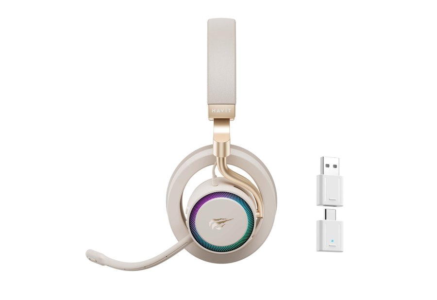 Havit Fuxi-H8 - kablet/tr�dl�se gaming-hovedtelefoner (guld) #3