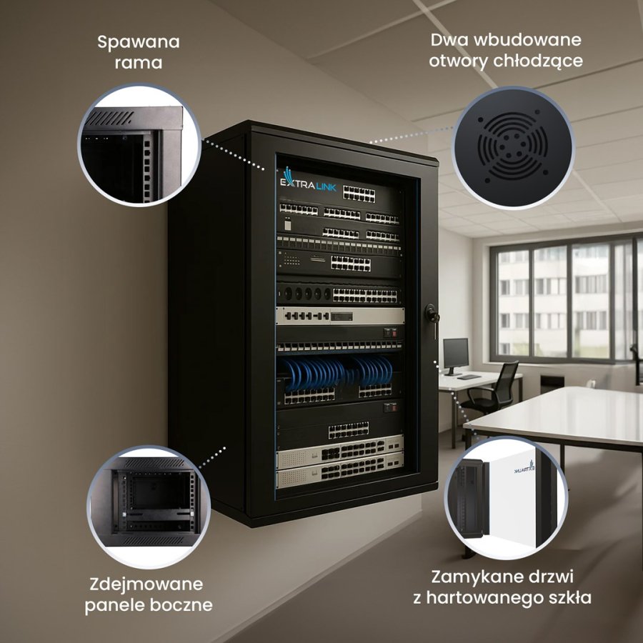 Extralink EX.7263 stativ 12U Vgmonteret stativ Sort #12