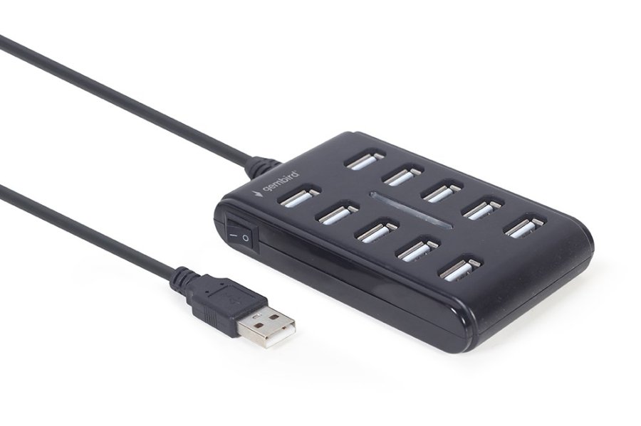 Gembird UHB-U2P10P-01 10-ports USB 2.0 hub, sort #1