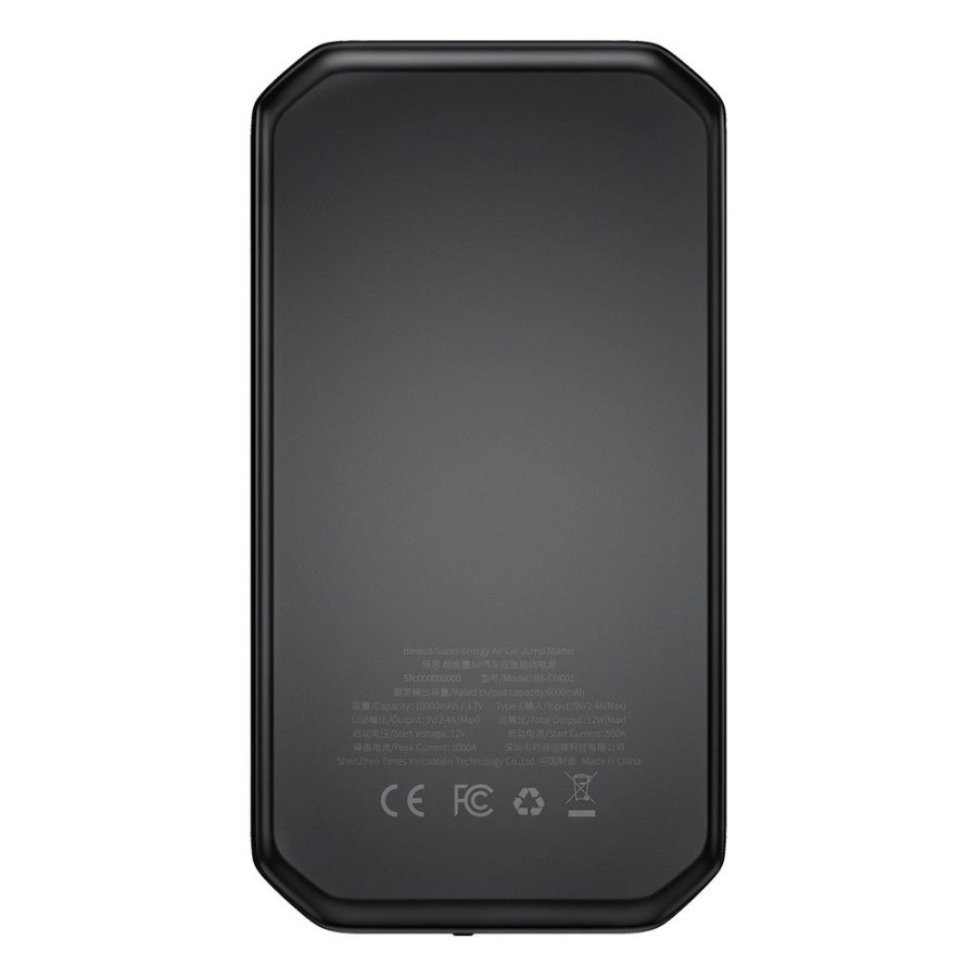 Baseus BS-CH001 - startanordning, booster 10000 mAh 12 V (1000 A / 500 A) + krokodilleklemmer (sort) #3