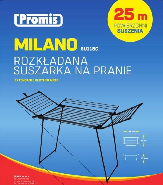 PROMIS MILANO vasketrretumbler, foldbar, yderligere 4 vinger, sort #13