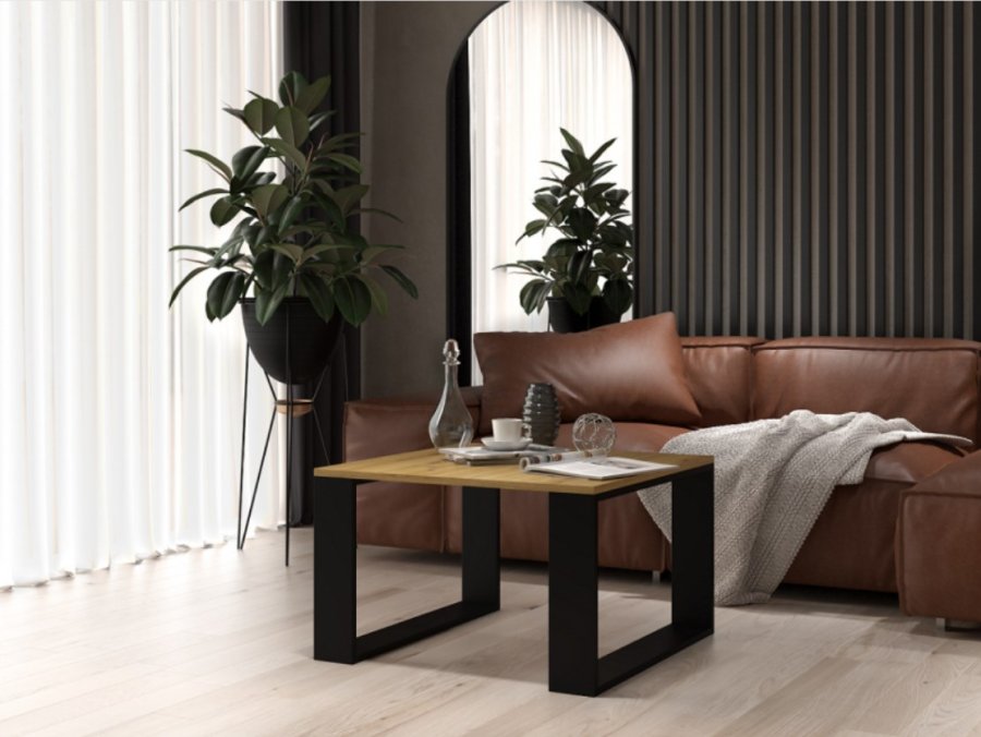 MODERN MINI bord 67x67x40 cm Hndvrker egetr/Sort #3
