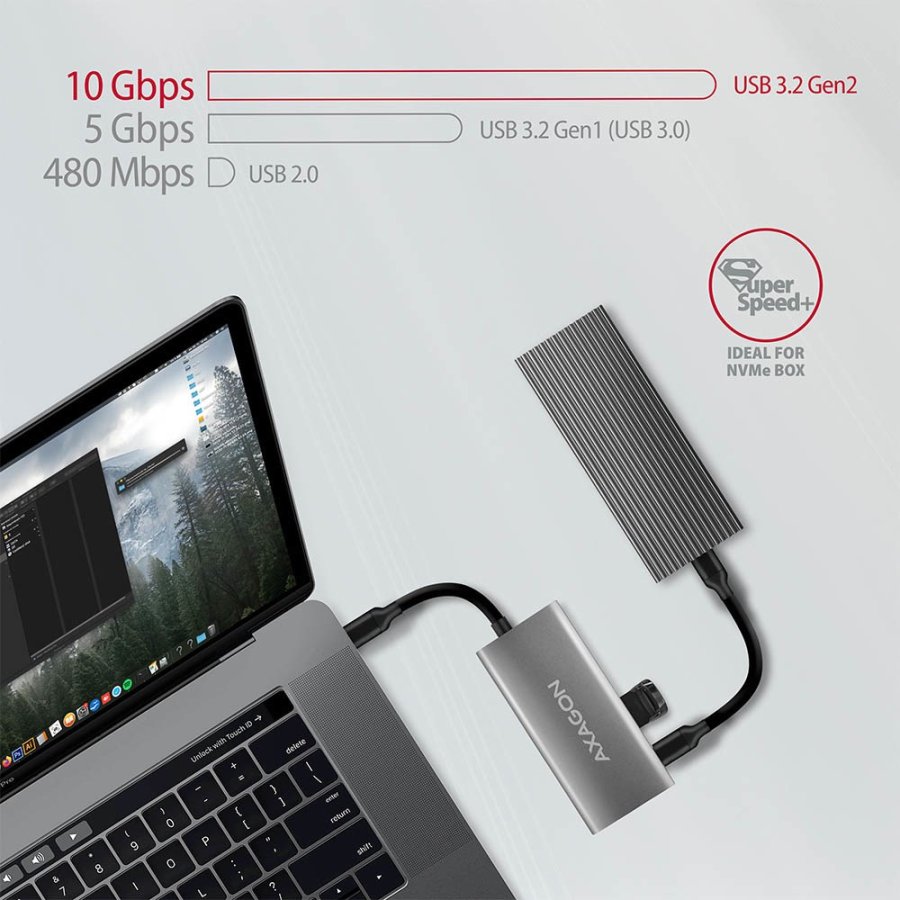 Axagon HMC-4G2 interface hub USB 3.2 Gen 2 (3.1 Gen 2) Type-C 10000 Mbit/s Gr #4