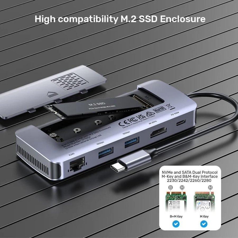 UNITEK ACTIVE HUB USB-C 10GBPS,M.2,HDMI, PD 100W #7