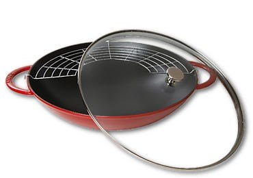 Staub cast iron wok with lid - Red, 37 cm #1