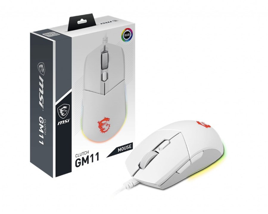 MSI CLUTCH GM11 WHITE mus Spil Ambidextrous USB Type-A Optisk 5000 dpi #6