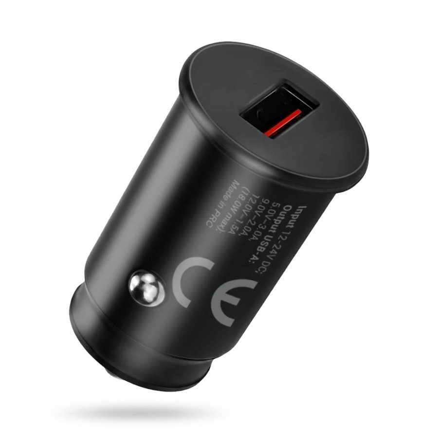 Car charger 1 X USB QC3.0 18W black + cable USB-C 1m #3