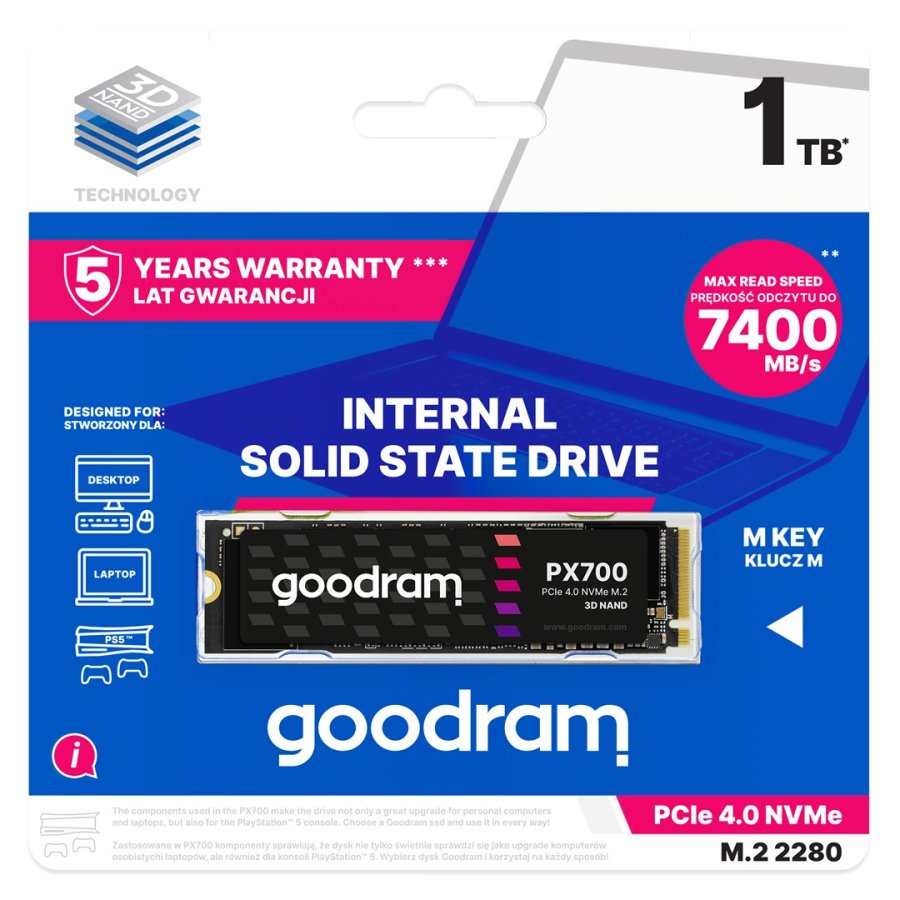 Goodram PX700 SSD SSDPR-PX700-01T-80 intern solid state drev M.2 1 TB PCI Express 4.0 NVMe 3D NAND #2