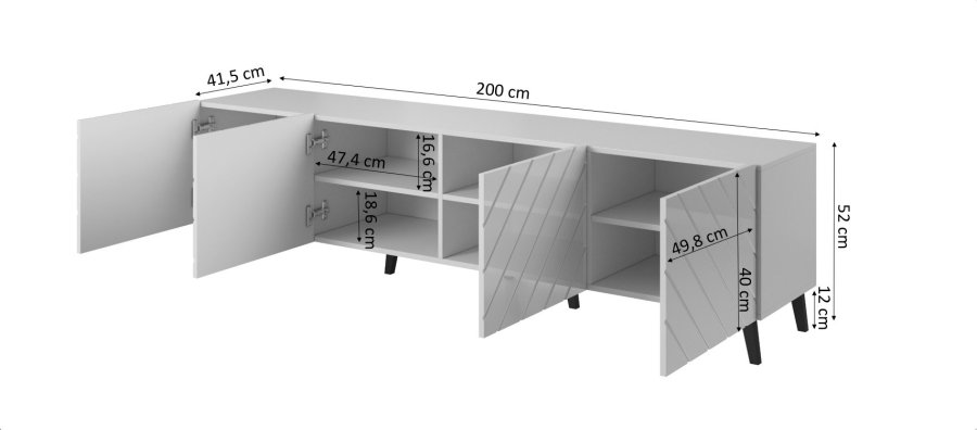 RTV-skab ABETO 200x42x52 sort blankt #4