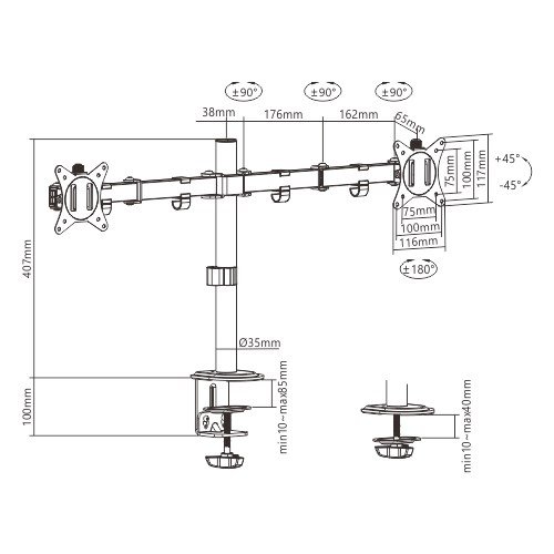 Gembird MA-D2-01 skrmbeslag og -stativer 81,3 cm (32