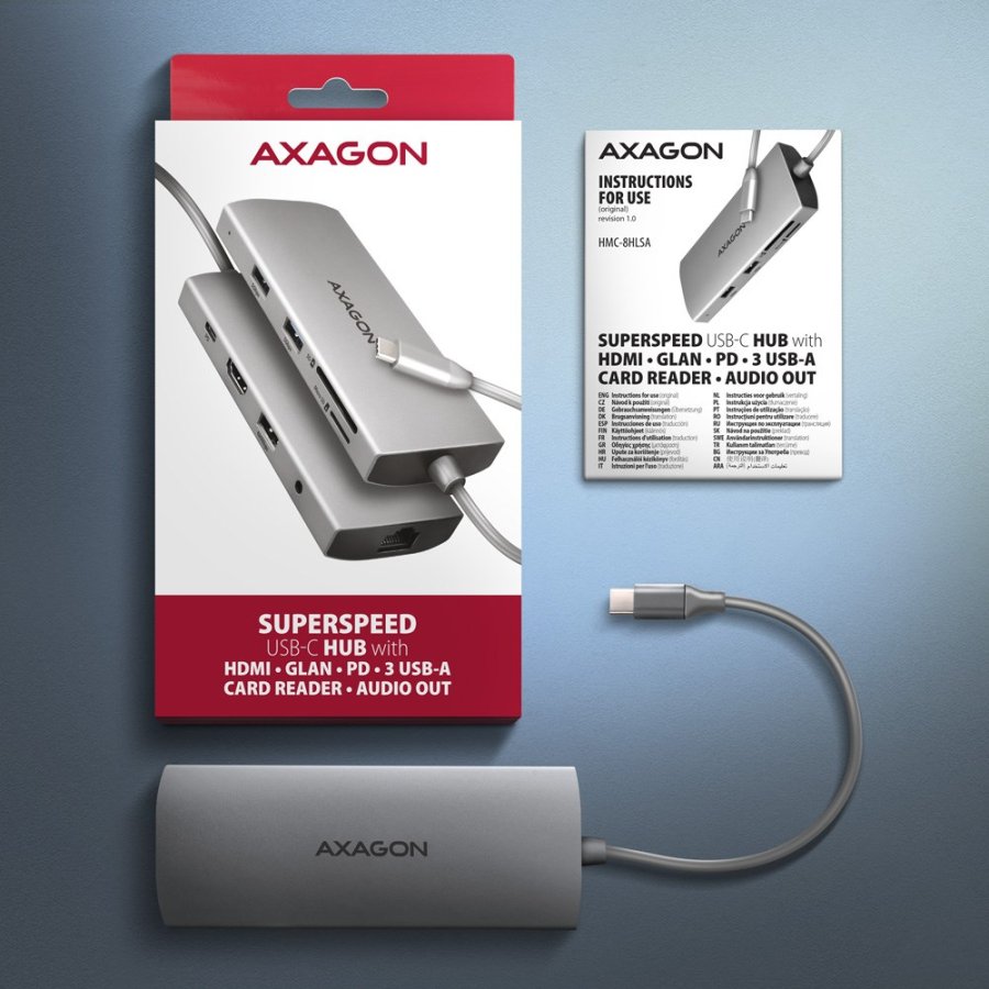 Axagon HMC-8HLSA dockingstation Ledningsfrt USB 3.2 Gen 1 (3.1 Gen 1) Type-C Gr #9