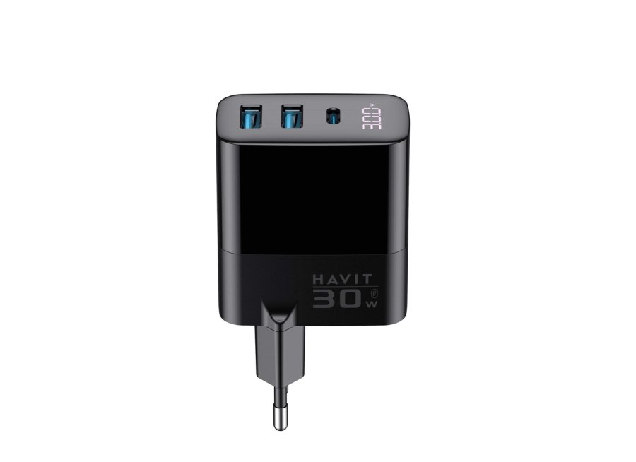 Havit UCLE001 EU - GaN tre-ports oplader 30 W, sort #1