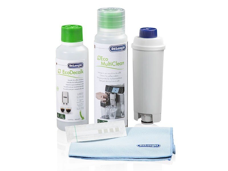DeLonghi Coffee Care Kit, vedligeholdelsesst til kaffemaskiner med vandfilter, EcoDecalk, Eco MultiClean, mikrofiberklud, vandhrdhedstestpind. #4