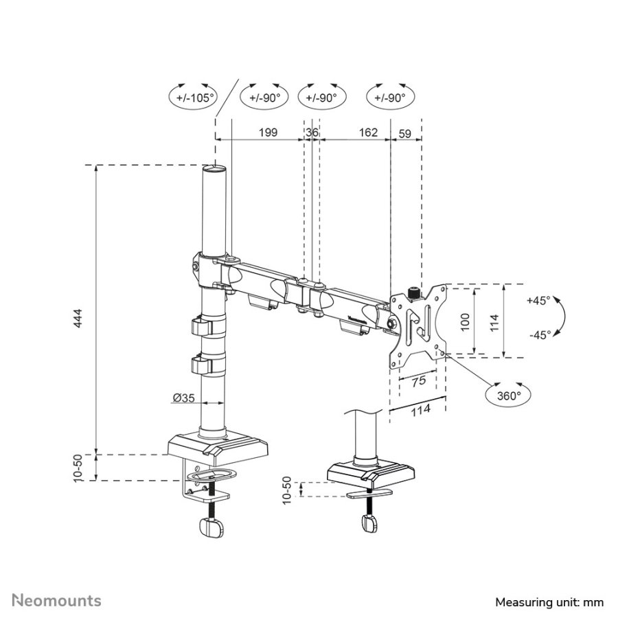 Neomounts DS60-600BL1 skrmbeslag og -stativer 81,3 cm (32