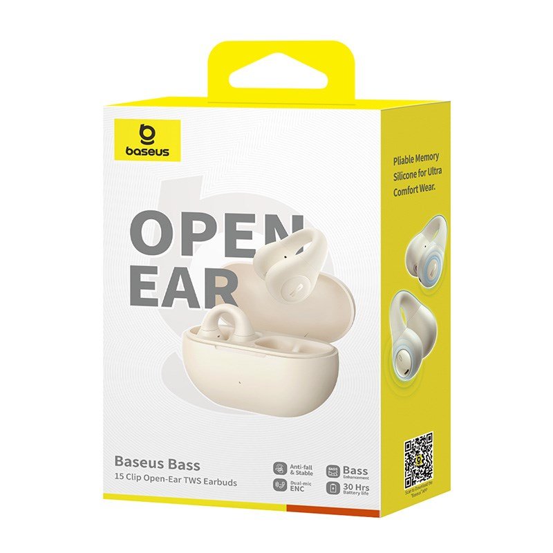 Baseus Bass 15 Clip Open Ear Headset True Wireless Stereo (TWS) I rerne Opkald/musik Bluetooth Hvid #7