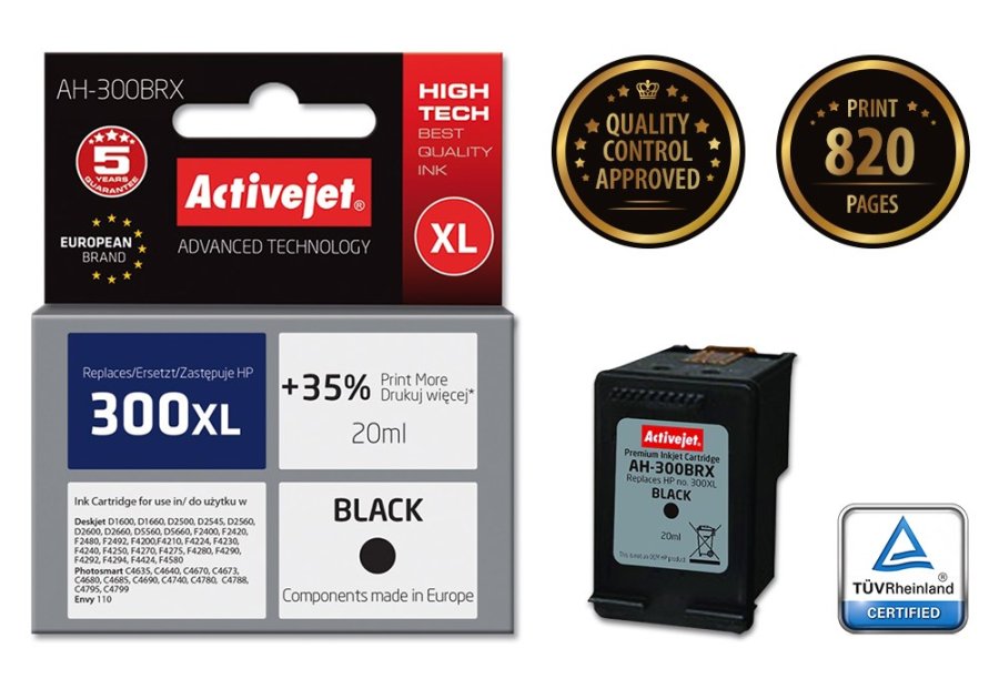 Activejet AH-300BRX blk (erstatning HP 300XL CC641EE; Premium; 20 ml; sort) #2