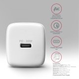 Axagon ACU-PD30W wall charger 1x QC3.0/AFC/FCP/PD type-C 30W white Mobiltelefon, Smartphone, SmartWatch, Tablet, Universel Hvid Vekselstrm Hurtig opladning Indendrs #4