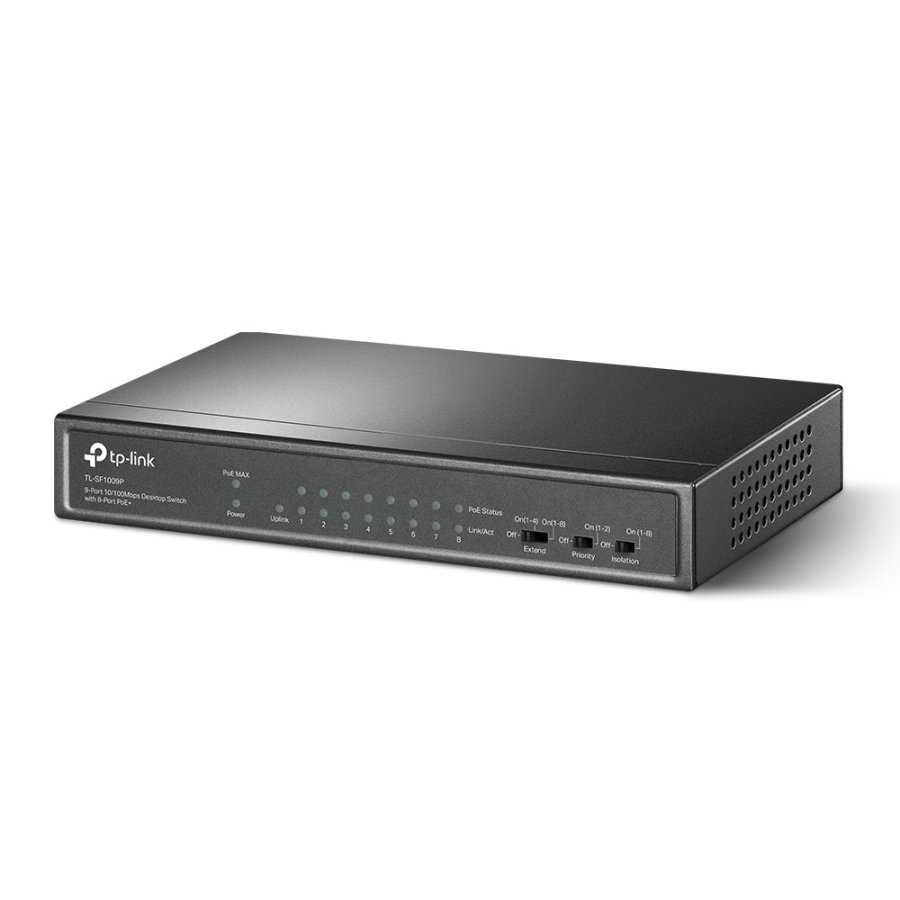 TP-Link TL-SF1009P netv�rksswitch Ikke administreret Fast Ethernet (10/100) Str�m over Ethernet (PoE) Sort #3