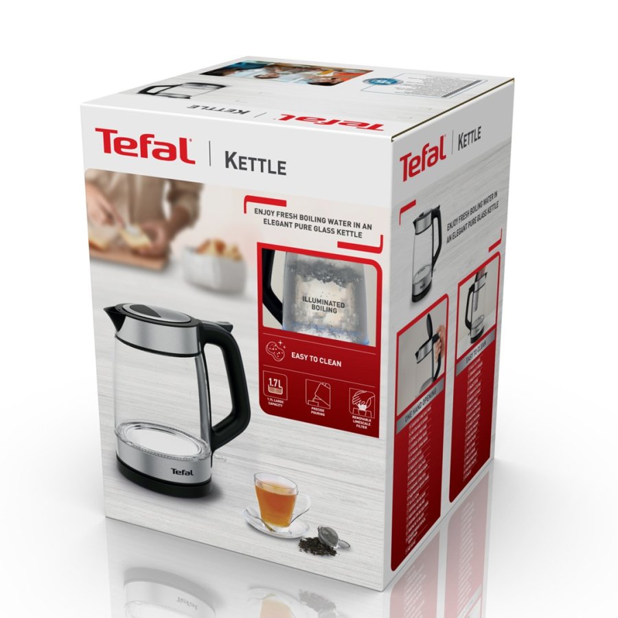Tefal Glass Kettle KI605830 elkedel 1,7 L 2200 W Sort, Slv, Transparent #19