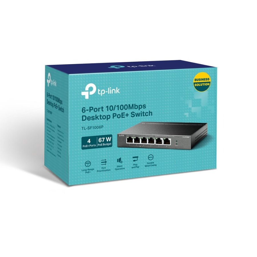 TP-Link TL-SF1006P netv�rksswitch Ikke administreret Fast Ethernet (10/100) Str�m over Ethernet (PoE) Sort #4