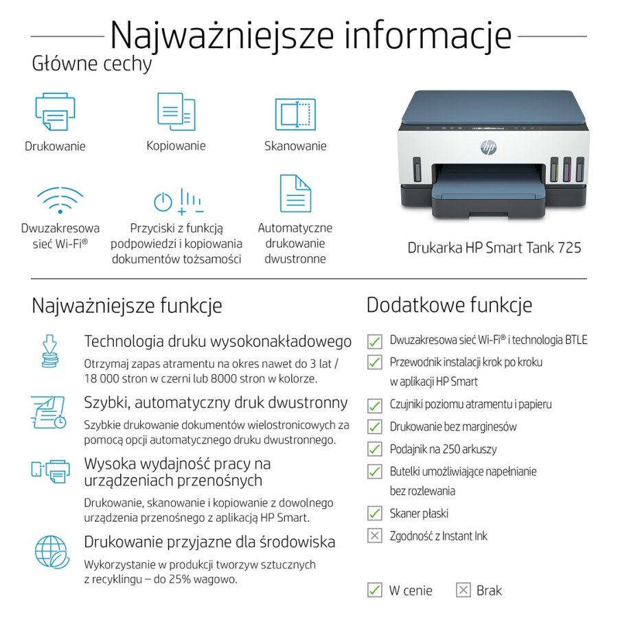 HP Smart Tank 725 All-in-One Termisk inkjet A4 4800 x 1200 dpi 15 sider pr. minut Wi-Fi #3