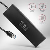 Axagon HUE-F7A 7x USB 3.2 Gen 1 ALU FLAT hub micro power IN 1m USB-A USB 3.2 Gen 1 (3.1 Gen 1) Type-A 5000 Mbit/s Sort #7
