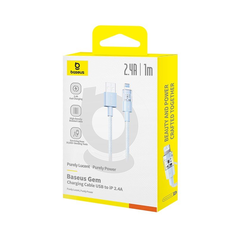 Baseus Gem USB til IP 2.4A hurtigopladningskabel 1 m Bl #6