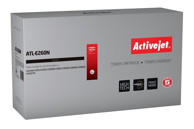 Activejet Tonerpatron ATL-E260N (erstatning Lexmark E260A11E; Supreme; 3500 sider; sort) #1