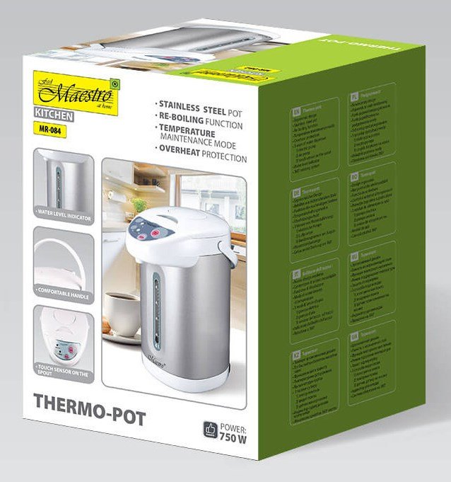 Maestro MR-084 dampgryde 4,5 L Rustfrit st�l, Hvid #5