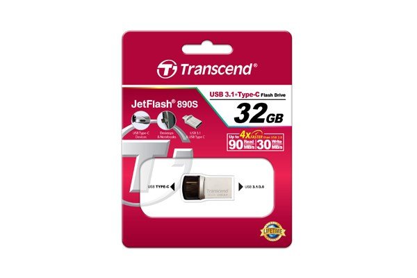 Transcend JetFlash 890 32GB USB-ngle USB Type-A / USB Type-C 3.2 Gen 1 (3.1 Gen 1) Sort, Slv #3