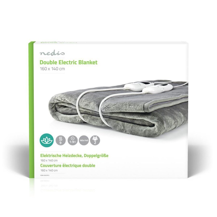 Nedis PEBL130CWT2 varmelagen og -pude Elektrisk tppe 120 W Gr, Hvid Fleece, Polyester #7