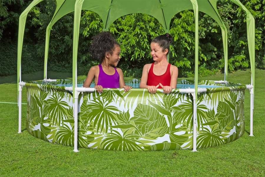 Bestway 56432 / 23 swimmingpool til over jorden Indrammet pool Rund 1688 L Bl�, Gr�n, Hvid #15