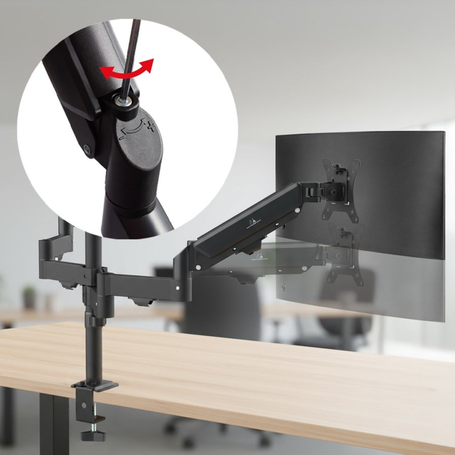 Maclean-holder til 3 sk�rme, gasfjeder, 17�-27�, 2-8 kg, sort, MC-137 #7