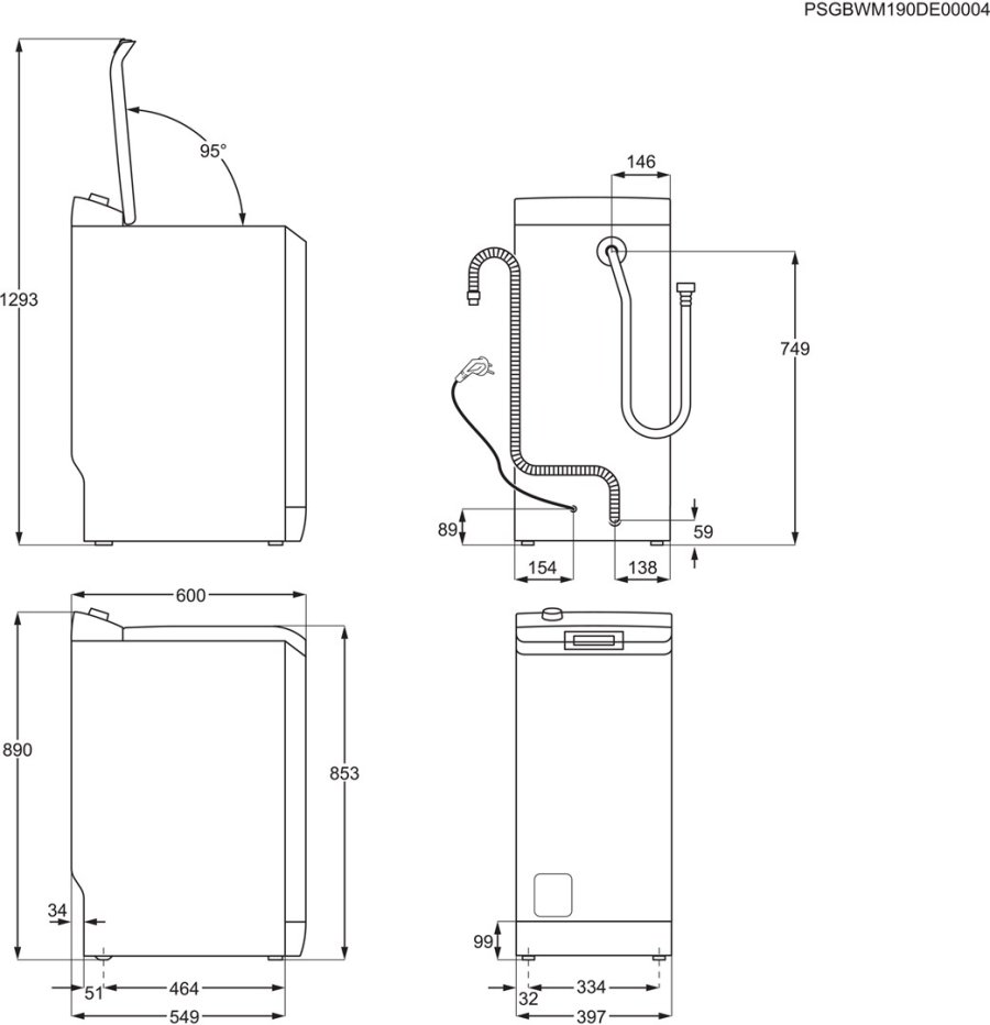 Electrolux EW2TN5261FP Vaskemaskine med topindlsning 6 kg 1200 omdrejninger pr. minut hvid #3