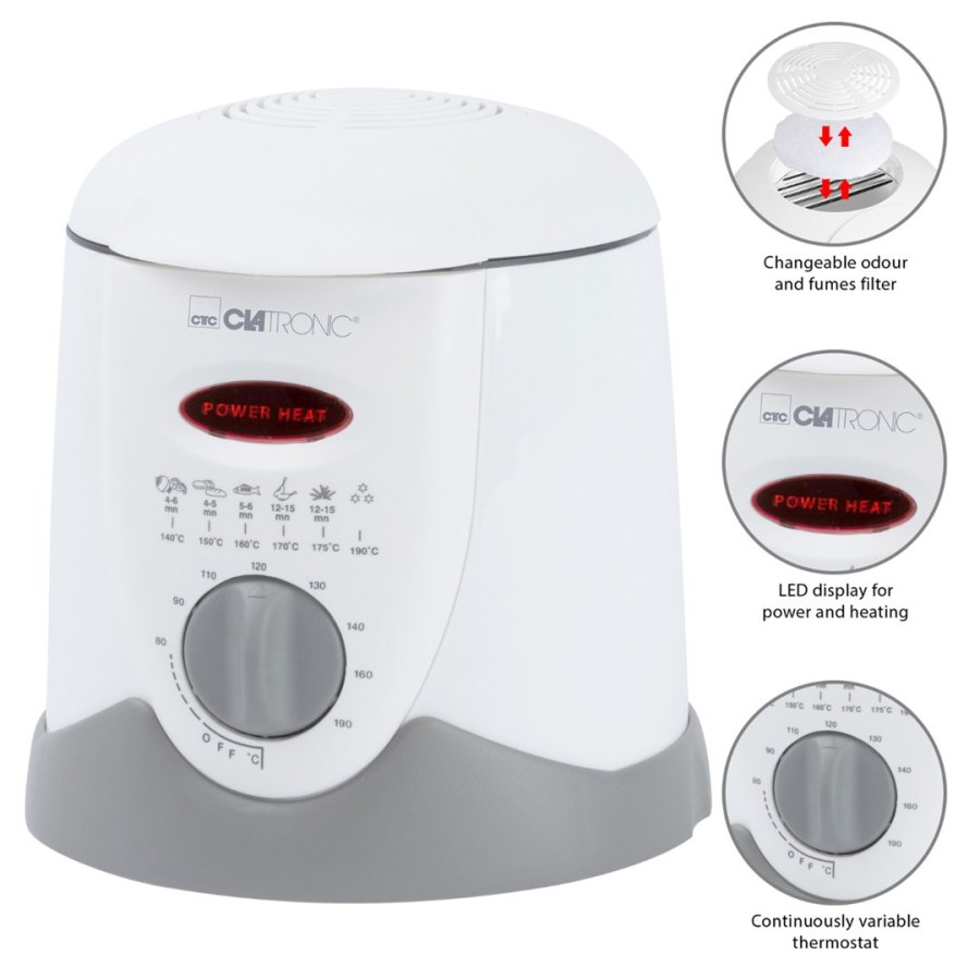 Clatronic FFR 2916 Enkelt 1 L Enkeltstende 900 W Frituregryde Gr, Hvid #9