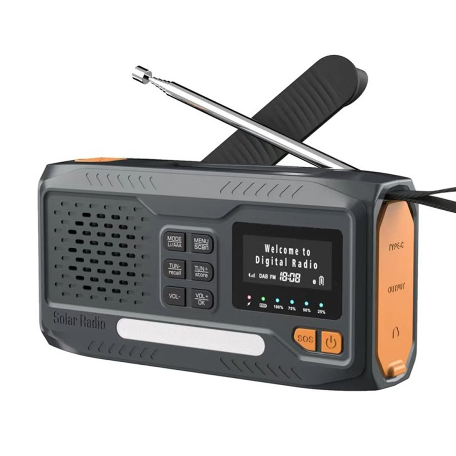 Extralink RADIO AWARYJNE BLUETOOTH SOLARNE Z KORBKA DYNAMO POWERBANK 4000MAH Z LATARKA SOS BT-4000 B�rbar Analog & digital Sort, Orange #2